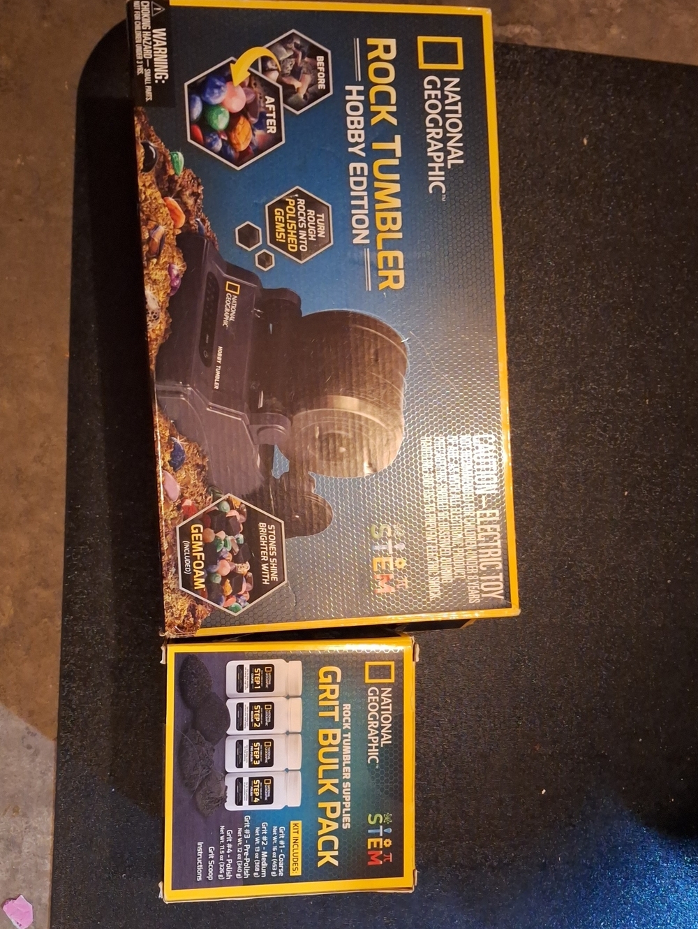 National Geographic Rock Tumbler Box with Yellow and Blue Accents
